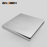 Interruptor de Pared BAOBEN Estándar Británico Color Gris Plateado, Enchufe de Pared Universal con Carga USB, Enchufe de 86mm*146mm