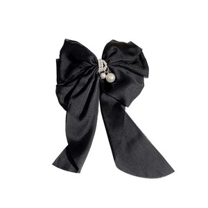 Pince à <span class=keywords><strong>cheveux</strong></span> élégante en tissu style coréen pour femmes et filles, pince bec de canard pour l'arrière de la tête avec grand nœud en perles et ruban, épingles à <span class=keywords><strong>cheveux</strong></span> tendance - Product Image 4