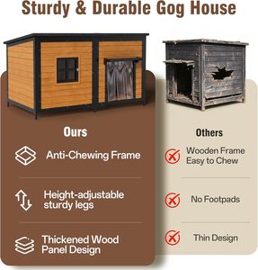 Casa para Perros Extra Grande de 59 Pulgadas, Techo Resistente a la Intemperie, Uso en Exteriores, Fácil Instalación, Fácil de Limpiar, Anti-Mordidas, Estructura de Metal y Madera de Abeto para Perros - Product Image 6