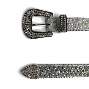 Western Sparkle Bling Bling Strass <span class=keywords><strong>Ceinture</strong></span> Grande Boucle Coloré <span class=keywords><strong>Argent</strong></span> Cristal Clouté <span class=keywords><strong>Ceinture</strong></span> En Cuir Hommes <span class=keywords><strong>et</strong></span> Femmes - Product Image 6