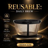 Panier-filtre à café réutilisable en maille dorée, filtre à café en acier inoxydable pour cafetières de 4 à 12 tasses