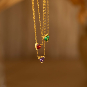 Dainty Heart Birthstone <b>Necklace</b> | 18K PVD Gold Plated Stainless Steel CZ Pendants | Waterproof, Hypoallergenic & Tarnish Free - Product Image 5