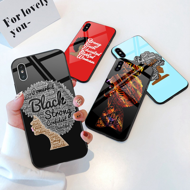 Black Girl Phone Case Melanin Poppin Black Girl Queen for Iphone 14pro Max Case Se2 Se3 7 8 8plus X Xr Xs Max Tpu Cases -