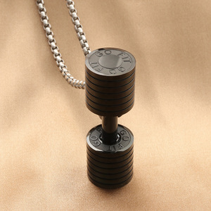 <b>Dumbbell</b> Pendant Stainless Steel Men's Fitness Charm Necklace Geometric Design Gift Jewelry 280185 - Product Image 1