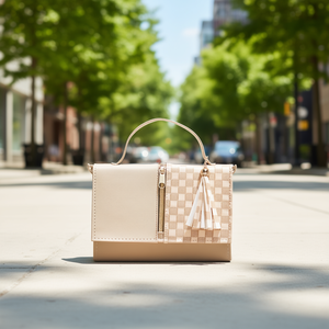 Bolso Cruzado Fana para Mujer, Color Beige Candela, con Asa Única, Cierre de Cremallera, Forro de Poliéster Impermeable, Borla de Moda Veraniega - Product Image 2