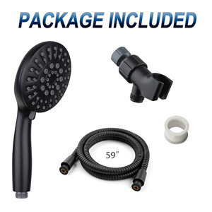 Handheld Shower Head 6 <b>Spray</b> <b>Settings</b> Adjustable Round Massage Rain Shower With Soft Nozzle Easy Clean Black - Product Image 4