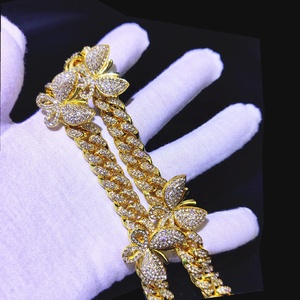 Chaîne à maillons cubains Ice Out <span class=keywords><strong>papillon</strong></span> personnalisé collier à breloques bijoux - Product Image 4