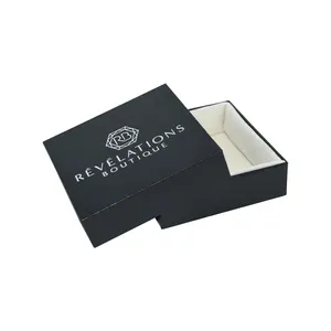豪华珠宝礼品盒个性化纹理纸天鹅绒衬里纸板盖和底座精品店钱包包装盒