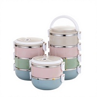 Boîte à lunch isotherme en acier inoxydable Yolecen304 avec couvercle, compartiment à 3 niveaux, capacité de 1 à 2 L, style macaron simple, cadeau pratique