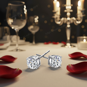 Pendientes de Plata de Ley 925 con Baño de Rodio y Moissanita Forever Star para Mujer - Regalo para Compromiso, Boda, Aniversario - Product Image 4