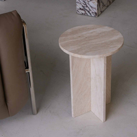 Table console en travertin Cammy Stone, style mid-century moderne, pour petits salons et chambres, meubles faits à la main