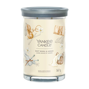YANKEE CANDLE - TUMBLER GRANDE 2 STOPPINI IN LANA MORBIDA AMBRA - Product Image 1