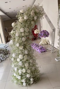 A-1612 luxe artificiel babybreath 2 pièces arc fleur ensemble mariage décor blanc rose babys souffle fleur arc - Product Image 2