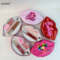 Ensemble de rouge à lèvres, gloss et crayon à lèvres 3 en 1, emballage de luxe en forme de lèvres, boîte de rangement, rouge à lèvres imperméable, cosmétique pour les lèvres, marque privée, coffret cadeau de maquillage