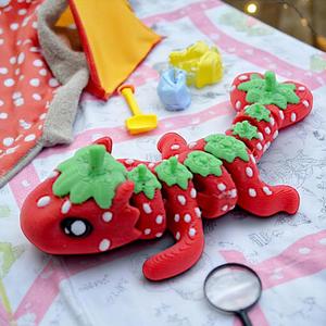 Jouet de décoration de table créatif et éducatif anti-stress en forme de petit dragon à thème fraise imprimé en 3D pour unisexe - Product Image 1