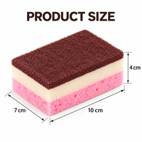 Éponge à récurer haute performance avec couche abrasive marron et base en éponge d'algues marines, outil de nettoyage ménager pour évier de cuisine et vaisselle