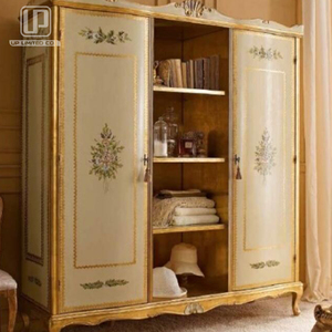 Juego de Muebles de Dormitorio de Madera Estilo Francés, Diseño Antiguo, con Armario de Almacenamiento Clásico, Cama Queen Size para Dormitorio, Modelo UP-064 - Product Image 3