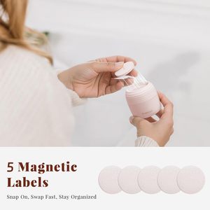 Nuevos Envases de Viaje para Artículos de Aseo [Ultra Resistentes a Fugas] Aprobados por la TSA, Frascos Rígidos de PLA con 5 Etiquetas Magnéticas, Rosa, Paquete de 3 - Product Image 5