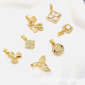 Colgantes de Moda, Dijes de Aleación de Zinc con Microincrustaciones de Flores, Ciervos, Animales del Zodiaco, Accesorios de Collar Unisex - Product Image 1
