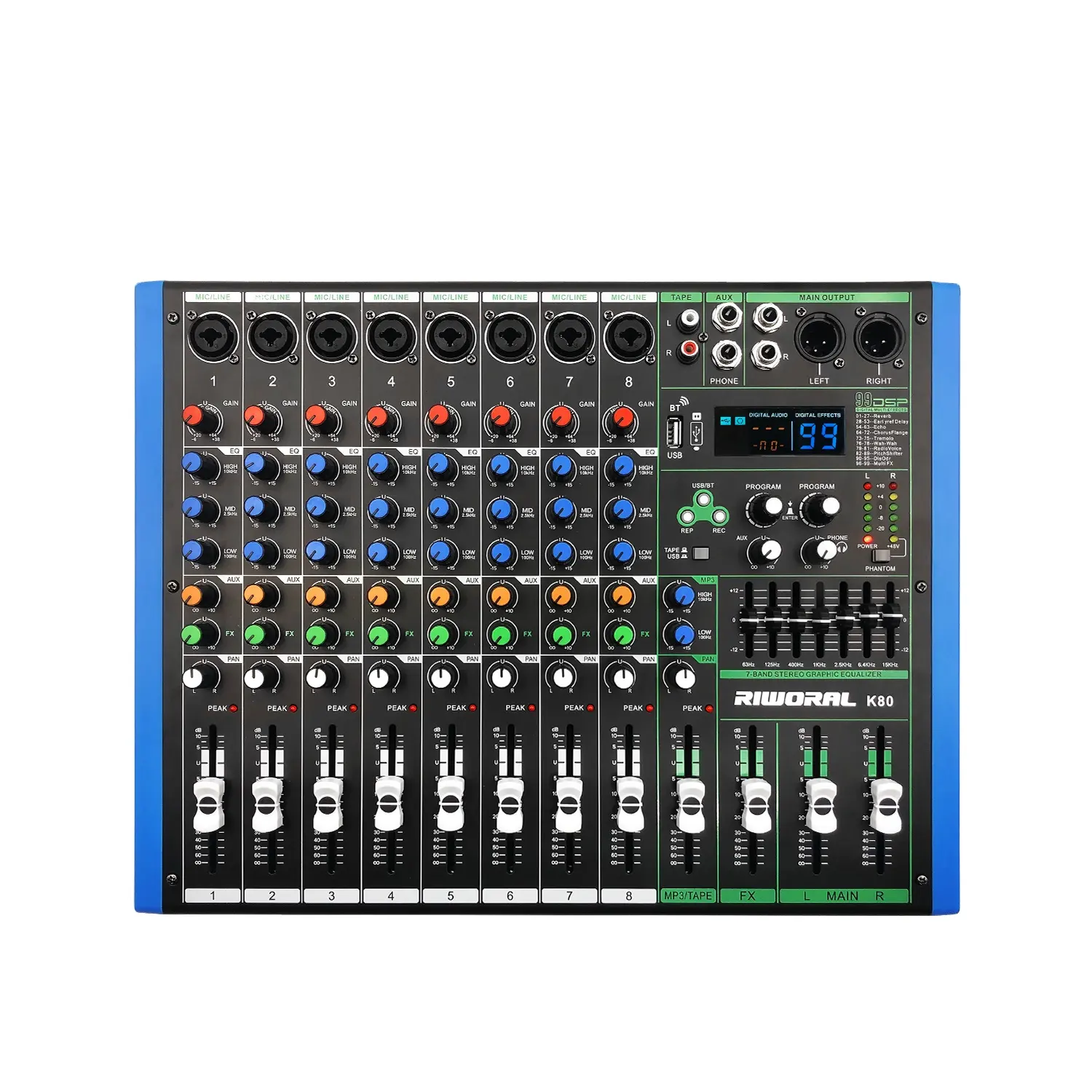 K80 mixer profissional de áudio, mixer de áudio dj, usb bt, para dj, palco