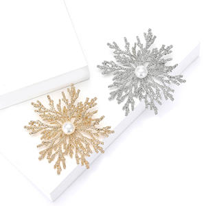 Cadeau de noël bijoux en métal mode flocon de neige broche broche accessoires en tissu - Product Image 1