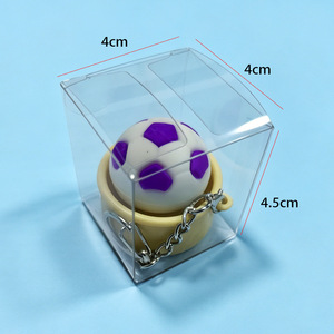 Llavero de PVC 3D de fútbol con diseño de dibujos animados para niños, colgante para coche, llavero deportivo de goma con luz y botón antiestrés, juguete. - Product Image 3