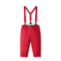 Traje Formal Navideño para Bebé Catpapa, Mono de Manga Larga con Estampado de Galleta de Jengibre, Pantalones con Tirantes, Corbata de Moño y Gorro, Disfraz Festivo