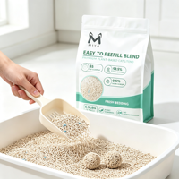 Litière pour chat écologique en tofu et manioc mélangés, 70% tofu, 30% manioc, agglomération rapide, faible poussière, contrôle des odeurs, biodégradable, vente en gros OEM