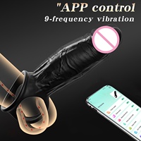 Manchon d'extension réaliste avec application, 9 modes de vibration, pour l'extension et l'agrandissement du pénis masculin, jouet pour adultes