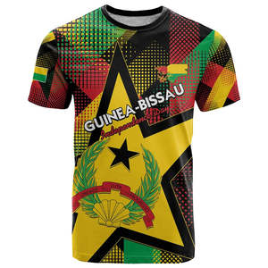 T-shirt Uomo Personalizzata 2026 Hot Sale Guinea-Bissau con Design Geometrico Tribale Giallo e Giornata dell'Indipendenza - Product Image 5