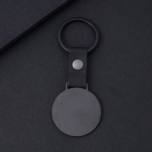 Personalizedstainless Steel Hot Selling Blank Pu Leather Round High Quality Customized Logo <b>Metal</b> <b>Key</b> <b>Chain</b> Keychain - Product Image 3