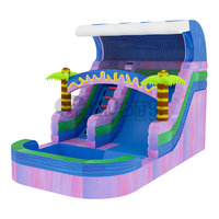 Toboggan aquatique gonflable tropical de 20 pieds avec piscine, thème palmier, pour jeux aquatiques extérieurs pour enfants, jardin et fêtes d'été
