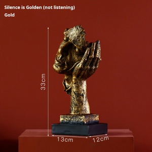 Arte il silenzio è scultura in oro Retro ornamento in resina artigianato charm oggetti decorazione per la casa figura scultura - Product Image 6