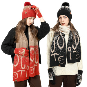 Ensemble bonnet, <span class=keywords><strong>gants</strong></span> et écharpe longue <span class=keywords><strong>en</strong></span> fourrure de <span class=keywords><strong>mohair</strong></span>, fausse fourrure de vison, tricot jacquard personnalisé avec logo, pour femmes - Product Image 2
