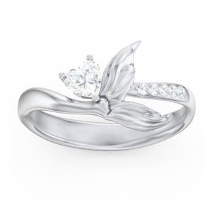 Anello di fidanzamento da donna in oro bianco F1685 con diamante naturale taglio a cuore colore D - Product Image 3