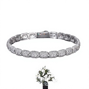 Gift Jewelry 7mm 925 Sterling Silver Rhodium/Gold Plated VVS Moissanite Hip-hop Sparkling Tennis Bracelet for <b>Men</b> Women - Product Image 1