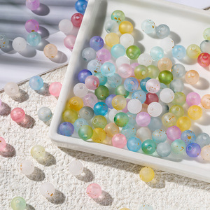Acrylic Round <b>Beads</b> With Gold Flecks For Jewelry Making DIY Accessories Box Pack 12 Colors 8mm Sweet Style - Product Image 3