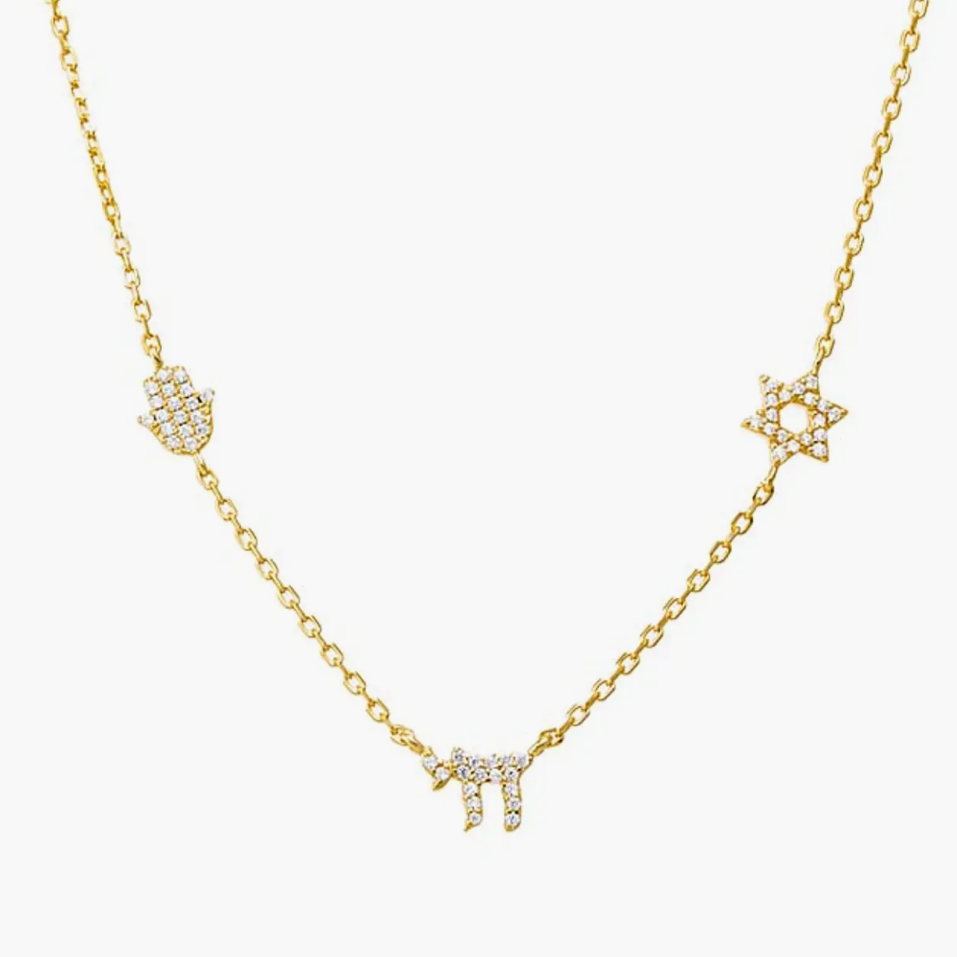 Hamsa Hand Silver Necklace Evil Eye Protection Charms