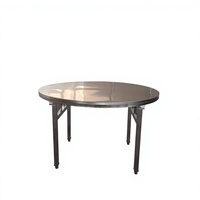 Plan de travail rond pliable en acier inoxydable OEM ODM, antirouille, haute capacité de charge, finition polie pour projets hôteliers et de restauration
