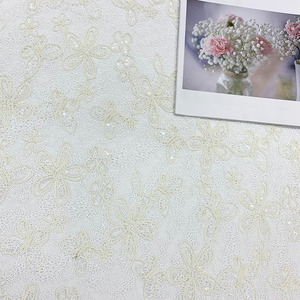 Tissu en dentelle brodée de sequins et de fleurs, élégant, vintage, de luxe, sur mesure, pour nappe, <span class=keywords><strong>voile</strong></span>, robe de fête pour femmes - Product Image 3