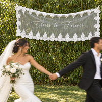 Bannière d'arche de mariage en dentelle, panneau de bienvenue personnalisé pour mariage, ruban et nœud pour l'entrée de la cérémonie, la réception et la décoration de fête