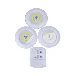 Pin Hoạt Động Tap Push Light 3Pack Ultra Bright 150 Lumen COB LED Puck Light Với Điều Khiển Từ Xa Dưới Ánh Sáng Tủ Không Dây