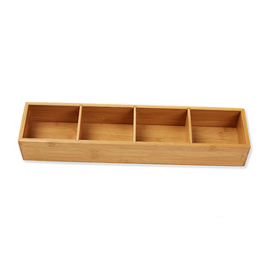 Boîte de rangement pour couverts en bois, rectangulaire, 4 compartiments, dessus ouvert, pour ustensiles de cuisine, organisation de la maison - Product Image 4