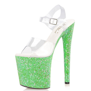 Nouvelles sandales d'été pour femmes à bride cheville, talons hauts sexy <span class=keywords><strong>de</strong></span> 20 cm, vert fluorescent, <span class=keywords><strong>film</strong></span> lumineux, talon fin <span class=keywords><strong>de</strong></span> 8 pouces, sac inclus - Product Image 4