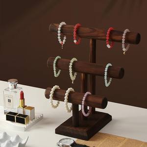 Porte-bijoux en bois massif à trois couches-Présentoir pour chaîne à main et bracelet-Collection de bijoux et support d'organisation - Product Image 4