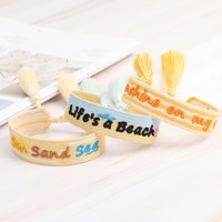 10 pièces soleil été Bracelet soleil sable mer plage gland tressé corde Sunkissed broderie bracelet amitié bijoux cadeaux