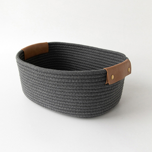 Tùy Chỉnh Phòng Tắm Dệt Giặt Giỏ Phong Cách Bông Sợi Dây Thừng Lưu Trữ Đồ Chơi Giỏ Nhà Tổ Chức Thùng Với Xử Lý - Product Image 4