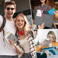 Patrón de mapa personalizable tacto suave PU cuero RFID bloqueo billetera de viaje cubierta de pasaporte Tarjetero con cierre