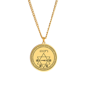 Collier pendentif en acier inoxydable avec Pentacle de l'archange Raphaël, Révélation de Salomon, Amulette de protection de la santé, Symbole de la puissance divine - Product Image 3
