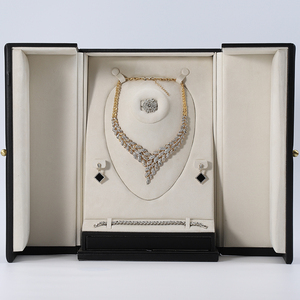 Neue Luxuriöse Schmuck-Verpackungsbox mit Doppeltür und Individuellem Logo, Quadratische Hölzerne <span class=keywords><strong>Display</strong></span>-Schmuckschatulle mit Großem Stauraum für Halsketten, Anhänger und Ringe - Product Image 6